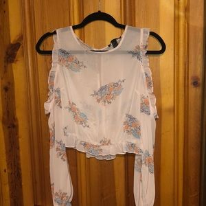 chiffon cold shoulder blouse